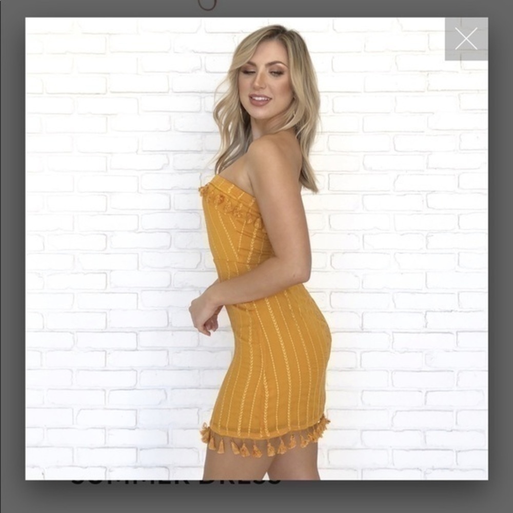 Yellow strapless dress - Picture 8 of 8